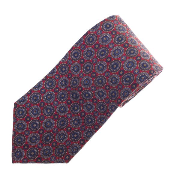 Vintage Brooks Brothers SILK Mens Tie Red Blue Geometric Medallion Pattern USA - Picture 6 of 6